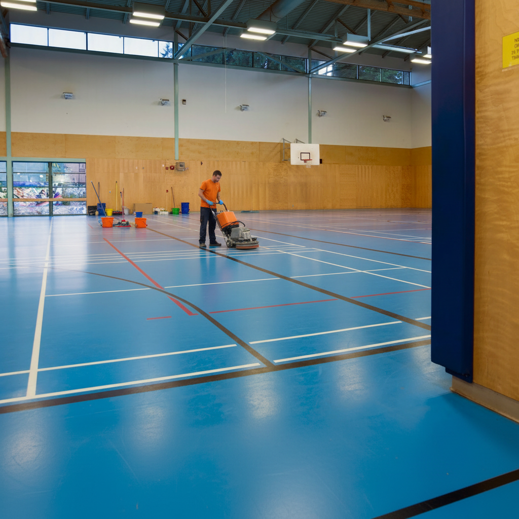 Schoonmaak vloeronderhoud sporthal Haarlem